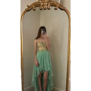Sherri Hill Sadie Robertson Rhinestone Beaded Strapless High Low Flowy Dress